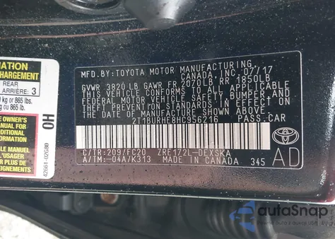 2017 Toyota Corolla Se z USA, uszkodzony, nr VIN 2T1BURHE8HC956216